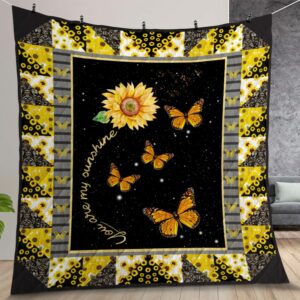 Monarch Butterfly Sunflower You Are My Sunshine Quilt Gift For Christmas Birthday Thanksgiving