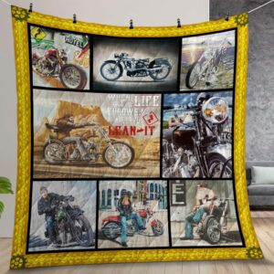 Motorcycle When Life Throws You A Curve Quilt Gift For Christmas Birthday Thanksgiving