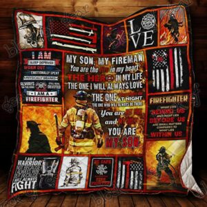 My Son My Fireman You Are The Fire In My Heart Quilt Gift Ideas For Fans on Christmas