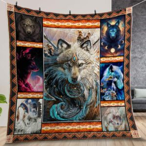 Native American Wolf Quilt Gift For Fans Christmas Black Friday