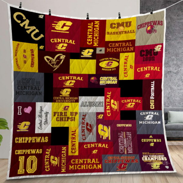 Ncaa Central Michigan Chippewas Quilt Gift For Christmas Birthday Thanksgiving