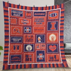 Ncaa Illinois Fighting Illini Quilt Gift For Christmas Birthday Thanksgiving
