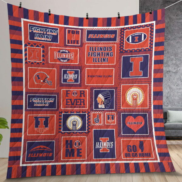 Ncaa Illinois Fighting Illini Quilt Gift For Christmas Birthday Thanksgiving