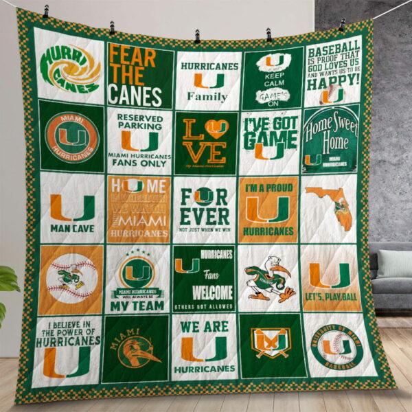 Ncaa Miami Hurricanes Quilt Gift For Christmas Birthday Thanksgiving Version 1