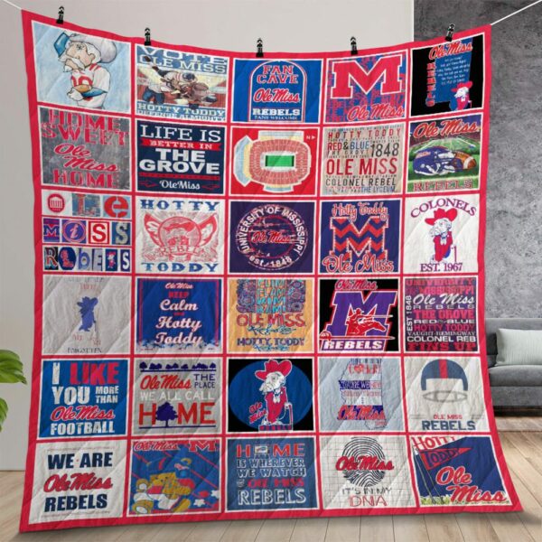 Ncaa Ole Miss Rebels Quilt Gift For Christmas Birthday Thanksgiving Version 6