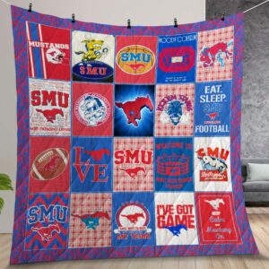 Ncaa Smu Mustangs Quilt Gift For Christmas Birthday Thanksgiving