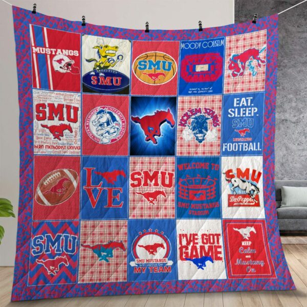 Ncaa Smu Mustangs Quilt Gift For Christmas Birthday Thanksgiving