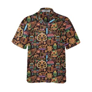 Neon Thanksgiving Turkey Seamless Pattern Hawaiian Shirt Funny Thanksgiving Shirt Best Gift For Thanksgiving Day 3