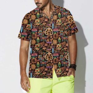 Neon Thanksgiving Turkey Seamless Pattern Hawaiian Shirt Funny Thanksgiving Shirt Best Gift For Thanksgiving Day 4