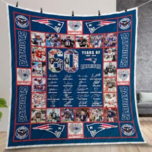 New England Patriots 60 Years Quilt Gift For Christmas Birthday Thanksgiving
