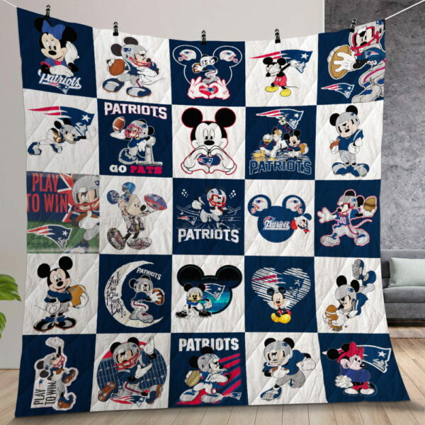 New England Patriots Disney Quilt Gift For Christmas Birthday Thanksgiving