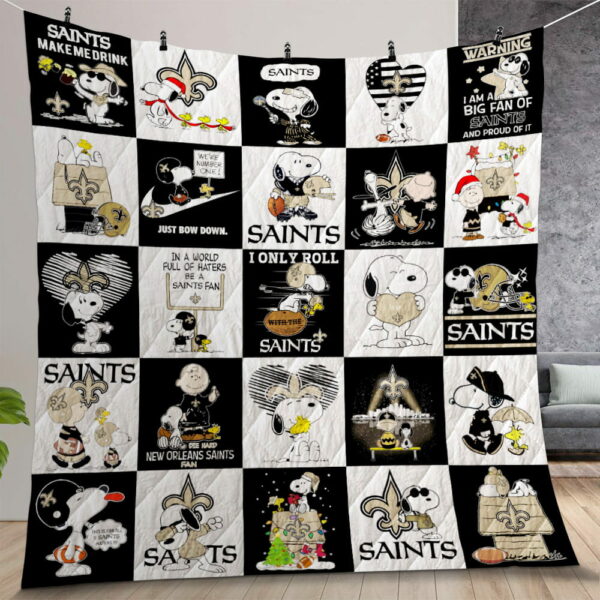 New Orleans Saints Snoopy Quilt Gift For Christmas Birthday Thanksgiving