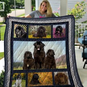 Newfoundland Black Dog On The Flower Field Quilt Gift For Fans Christmas Black Friday Black Friday