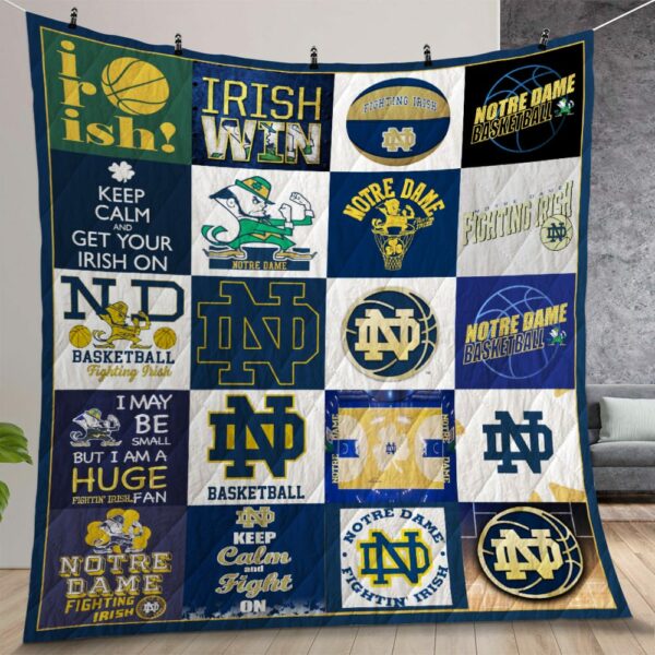 Notre Dame Fighting Irish Football Quilt Gift For Christmas Birthday Thanksgiving
