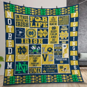 Notre Dame Fighting Irish Quilt Gift For Christmas Birthday Thanksgiving Version 1
