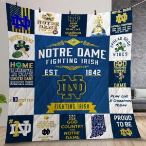 Notre Dame Fighting Irish Quilt Gift For Christmas Birthday Thanksgiving Version 3