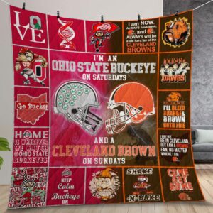 Ohio State Buckeyes Amp Cleveland Browns Quilt Gift For Christmas Birthday Thanksgiving