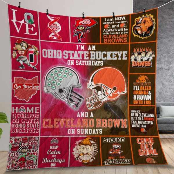 Ohio State Buckeyes Amp Cleveland Browns Quilt Gift For Christmas Birthday Thanksgiving