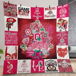 Ohio State Buckeyes Christmas Tree Quilt Gift For Christmas Birthday Thanksgiving