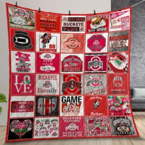 Ohio State Buckeyes Football Quilt Gift For Christmas Birthday Thanksgiving