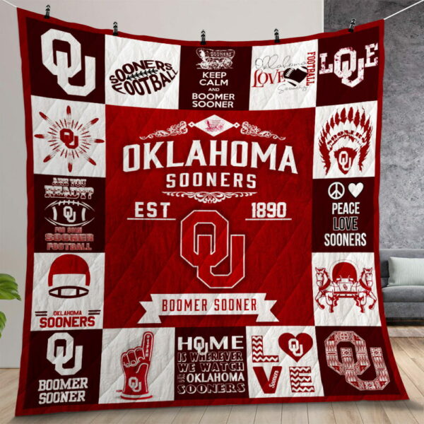 Oklahoma Sooner Quilt Gift For Christmas Birthday Thanksgiving Version 3
