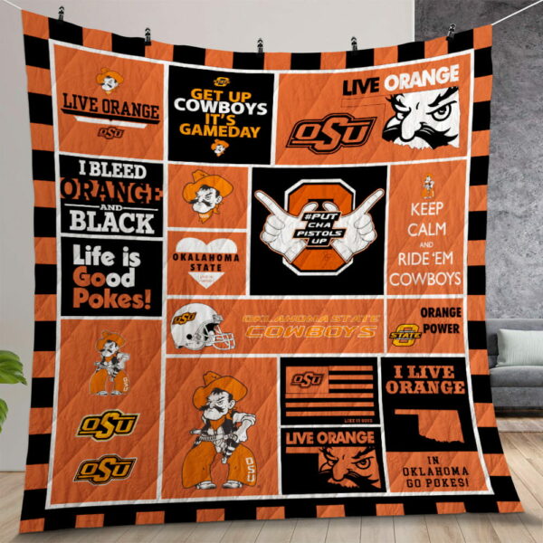 Oklahoma State Cowboys Quilt Gift For Christmas Birthday Thanksgiving Version 1