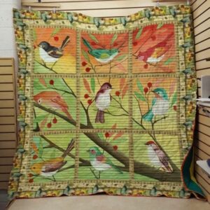 Old World Sparrow Birds On The Tree Great Quilt Gift For Family On Christmas Black Friday Cyber Monday