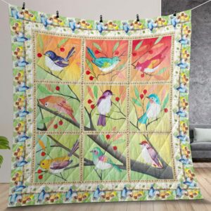 Old World Sparrow Birds On The Tree Quilt Gift For Christmas Birthday Thanksgiving