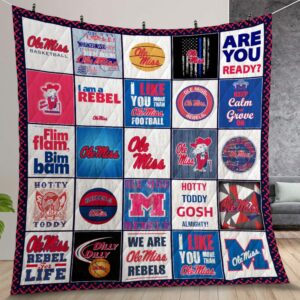 Ole Miss Rebels Quilt Gift For Christmas Birthday Thanksgiving Version 2