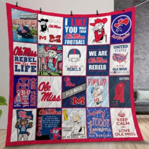 Ole Miss Rebels Quilt Gift For Christmas Birthday Thanksgiving Version 3