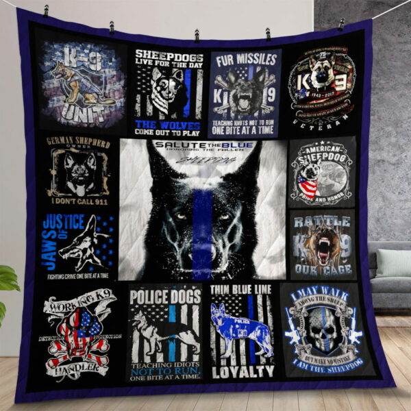 POLICE DOG Quilt Gift For Christmas Birthday Thanksgiving