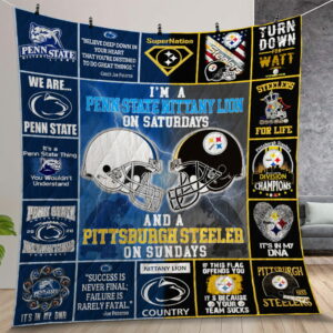 Penn State Nittany Lions And Pittsburgh Quilt Gift For Christmas Birthday Thanksgiving