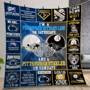 Penn State Nittany Lions And Pittsburgh Steelers Quilt Gift For Christmas Birthday Thanksgiving