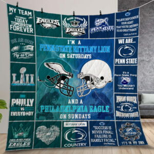 Penn State Nittany Lions Philadelphia Eagle Quilt Gift For Christmas Birthday Thanksgiving