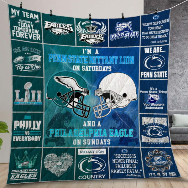 Penn State Nittany Lions Philadelphia Eagle Quilt Gift For Christmas Birthday Thanksgiving