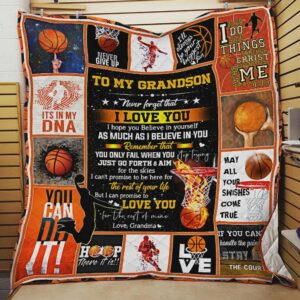 Personalized Basketball To My Grandson From Grandma Never Forget That I Love You Great Customized Quilt Gift For Christmas Black Friday Thanksgiving
