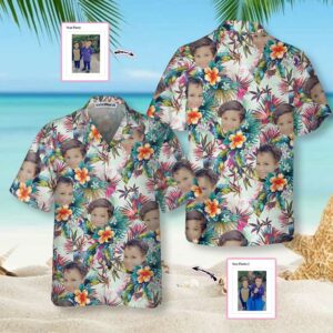 Personalized Custom Face With Tropical Flowers Hawaiian Shirt 5