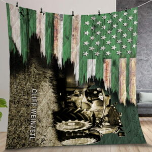 Personalized Farmer Tractor Custome Flag Quilt Gift For Christmas Birthday Thanksgiving