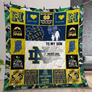 Personalized Notre Dame Fighting Irish Quilt Gift For Christmas Birthday Thanksgiving