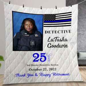 Personalized Police Officer Retirement Quilt Gift For Christmas Birthday Thanksgiving