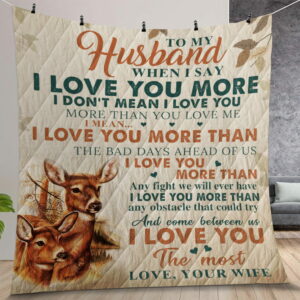 Personalized Reindeer To My Husband Quilt Gift For Christmas Birthday Thanksgiving From Wife I Love