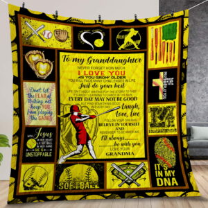Personalized Softball To My Granddaughter From Grandma Ill Always Be With You Quilt Gift For Christmas Birthday Halloween