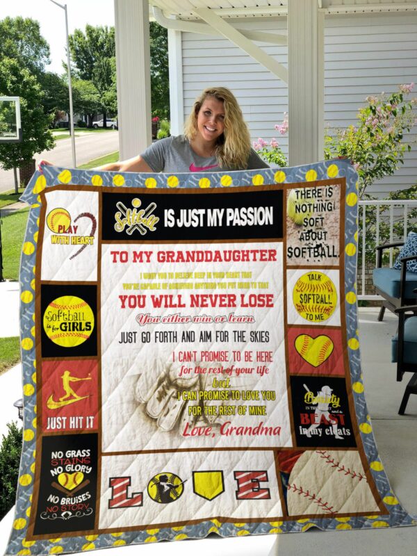 Personalized Softball To My Granddaughter From Grandma No Grass Stains No Glory Perfect Gifts For Softball Lover Quilt Gift For Fans Christmas Black Friday Black Friday