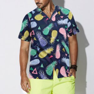 Pineapple Fruits In Memphis Style Hawaiian Shirt 2