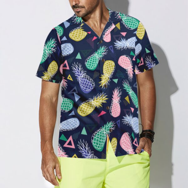 Pineapple Fruits In Memphis Style Hawaiian Shirt 2