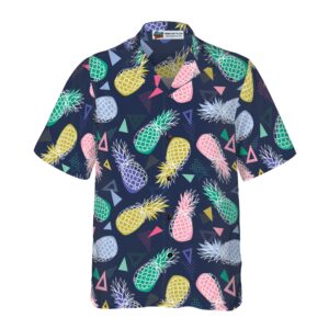 Pineapple Fruits In Memphis Style Hawaiian Shirt 4