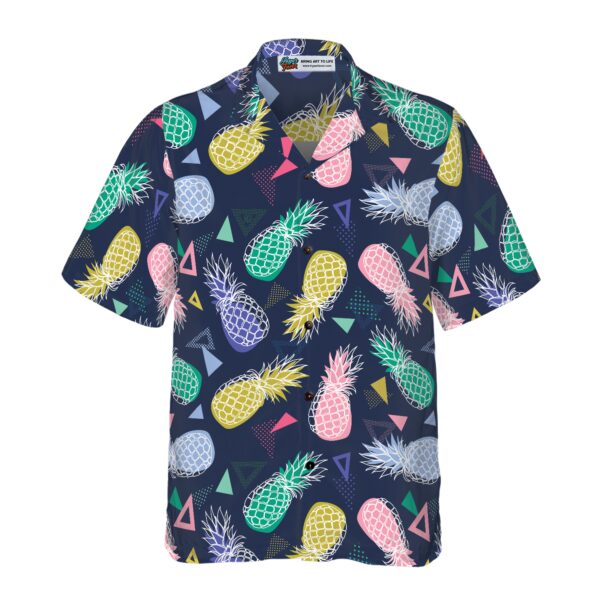 Pineapple Fruits In Memphis Style Hawaiian Shirt 4