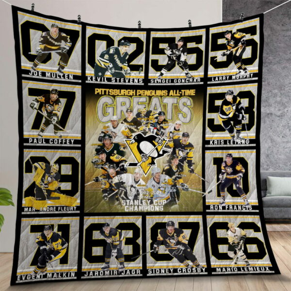 Pittsburgh Penguins All Time Great Quilt Gift For Christmas Birthday Thanksgiving