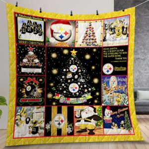 Pittsburgh Steelers Christmas Quilt Gift For Christmas Birthday Thanksgiving