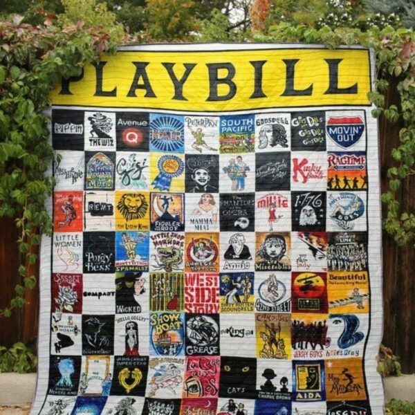 Playbill Memories Fabric 3D Personalized Customized Quilt Gift For Family On Christmas Black Friday Cyber Monday